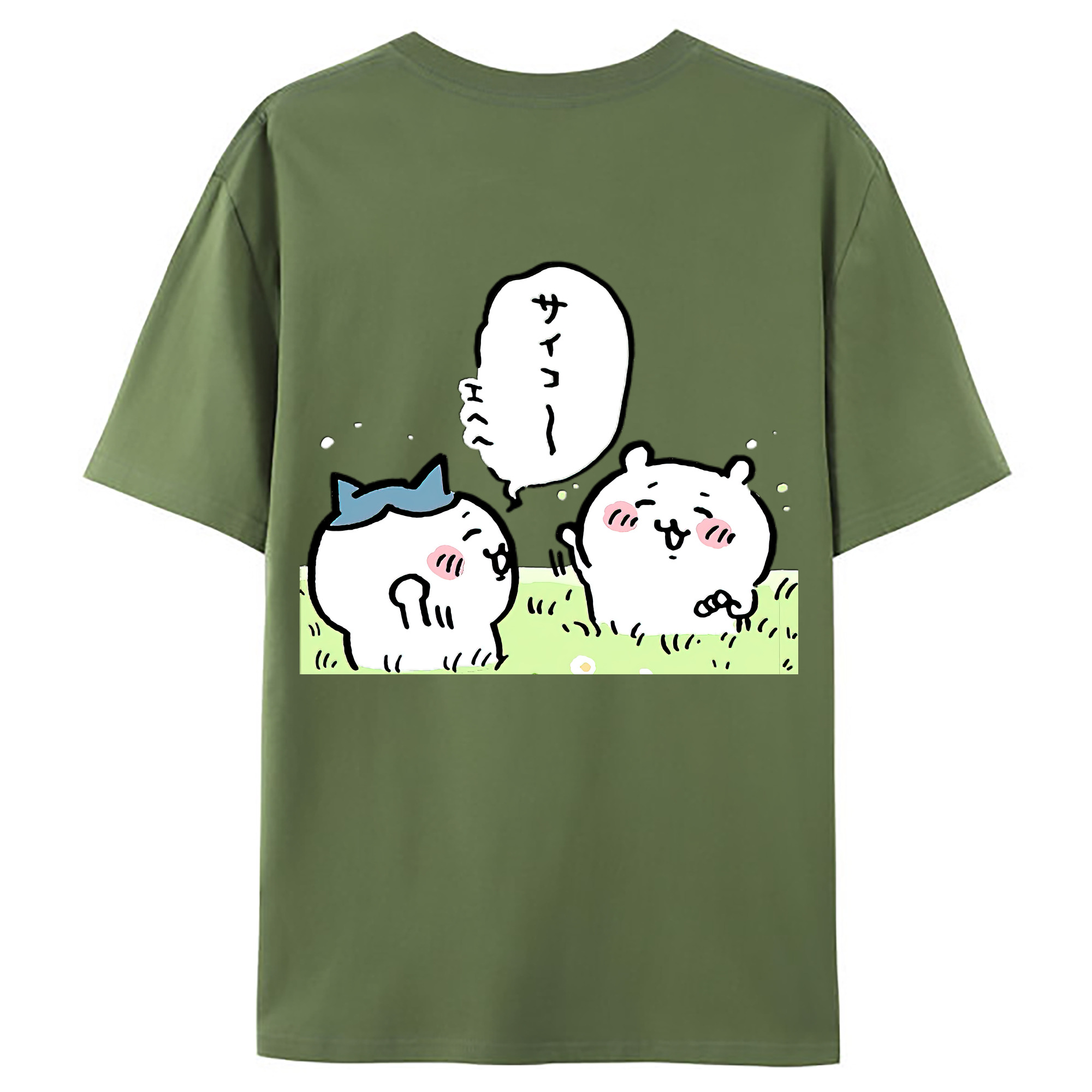 （画像用） ちいかわ ちいかわ Chii-kawa chiikawa 綿100％ メンズ半袖Tシャツ（バックプリント） 通気性